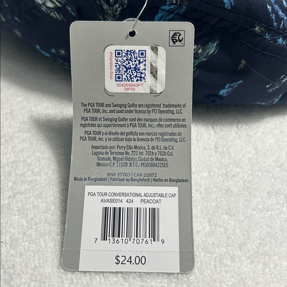 PGA Tour O/S Hat Men's Conversational FAdjustable Cap Peacoat navy golf cart NWT - Picture 10 of 10